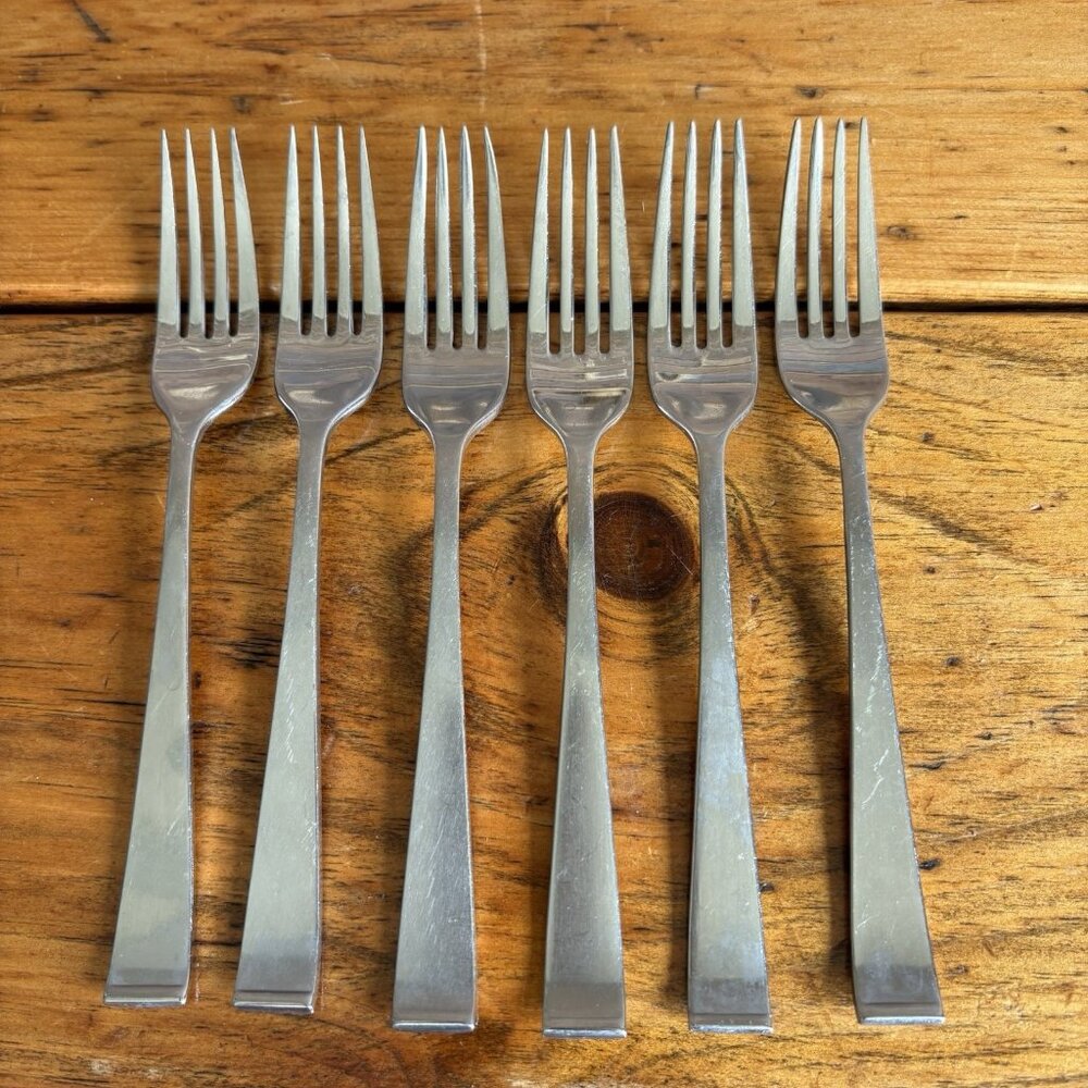 Vintage Lyon Stainless Steel New Charm Flatware Dinner Forks Set of 6